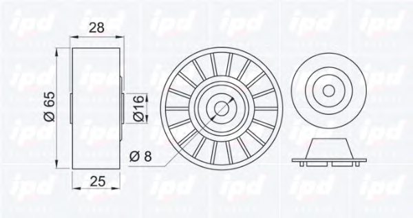 IPD 15-0071 Deflection/Guide Pulley, v-ribbed belt